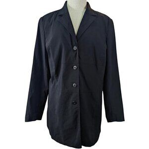 Venezia Jeans Womens Black Mid Length Coat Blazer Lined Long Sleeve Size 16